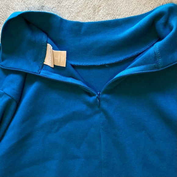 Chico's 100% Pima Cotton Teal Blue Long Sleeve Tunic Top with Mock Turtleneck - Picture 7 of 10